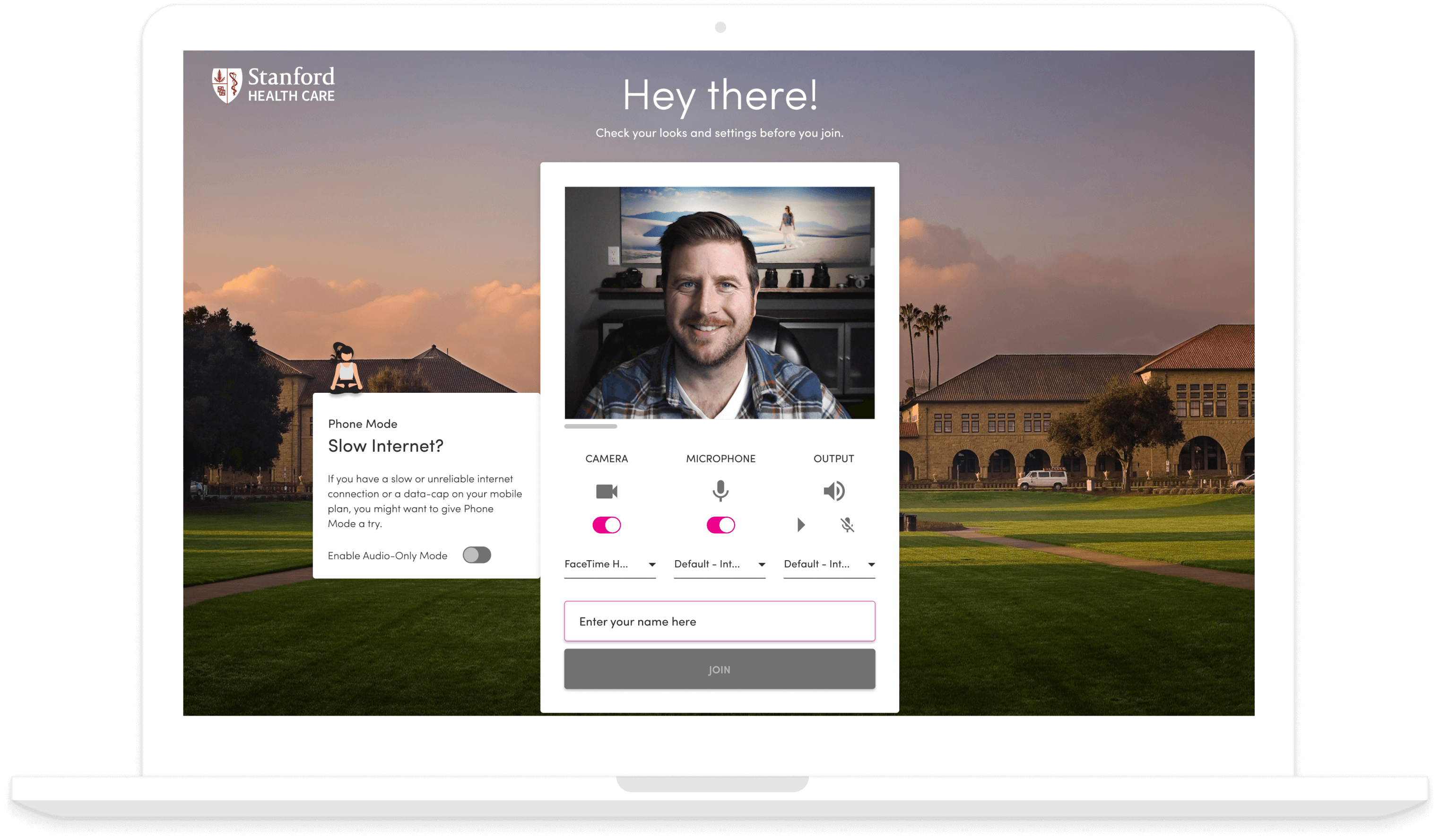 Branded health care clinic patient check in page